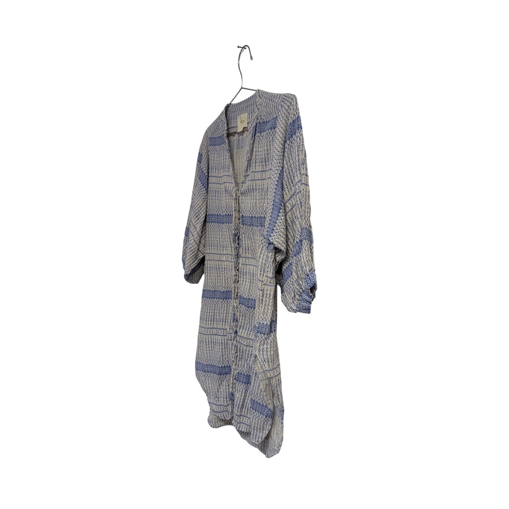 Maeve Anthropologie‎ Lena Yarn Dyed Tunic Oversized Boho Chic Blue White XS - Picture 3 of 9